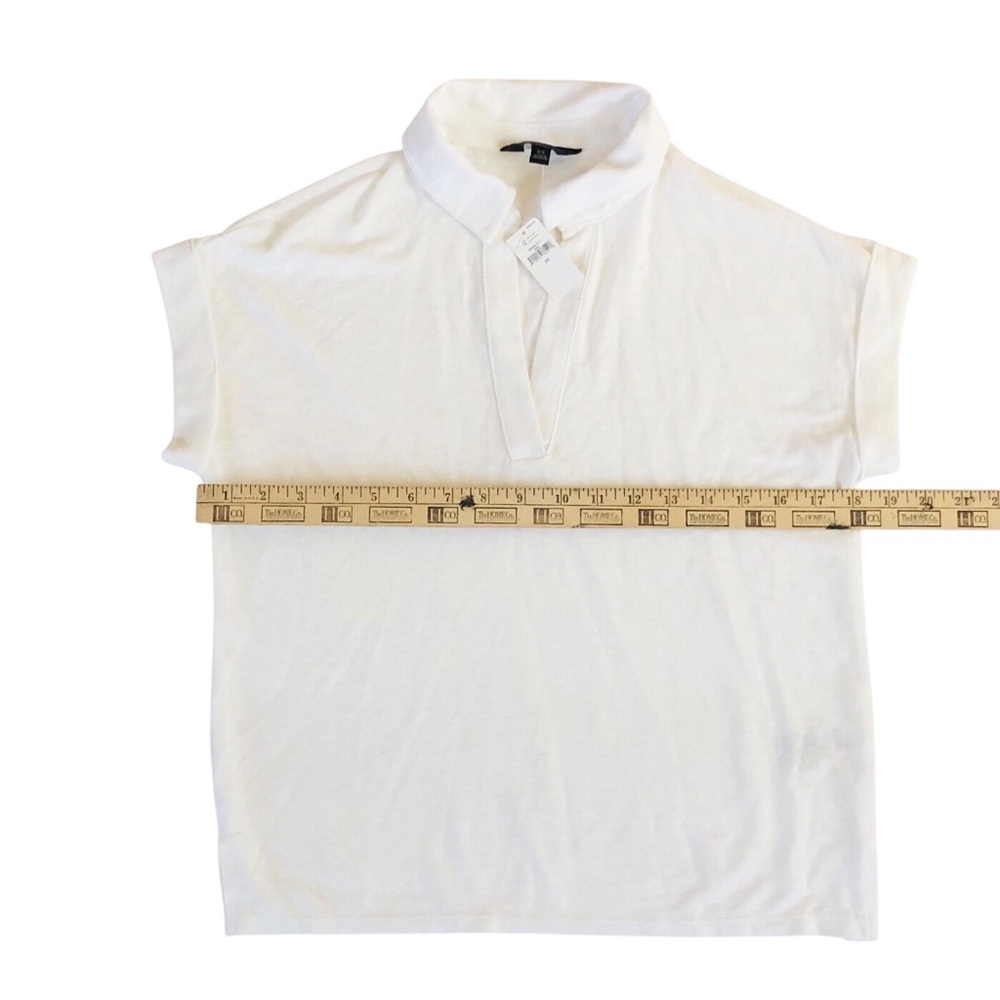 ◈SOLD◈ NWT Banana Republic Womens Linen Blend Polo V-Neck Top White NEW Size XS - Picture 11 of 13